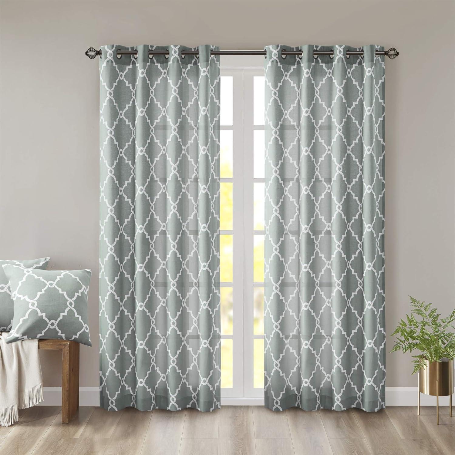 Madison Park Fretwork Print Grommet Top Single Window Curtain Panel