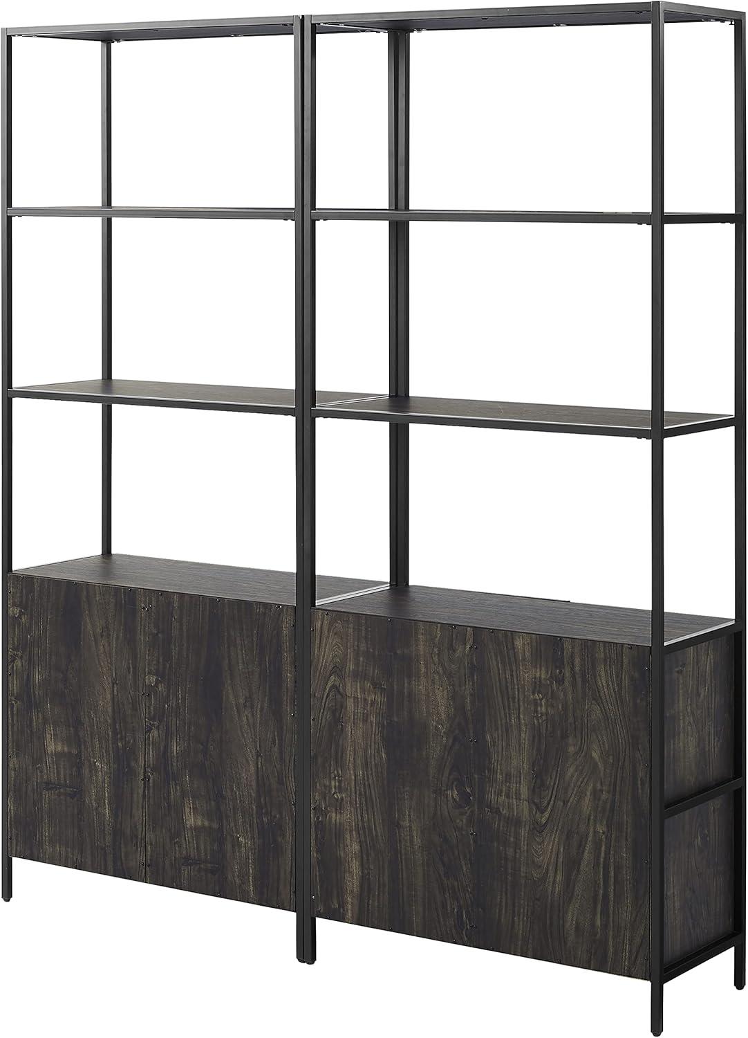 2pc 80.5" Jacobsen Etagere Set Brown Ash - Crosley: Industrial Storage, Steel Frame, Wood Veneer