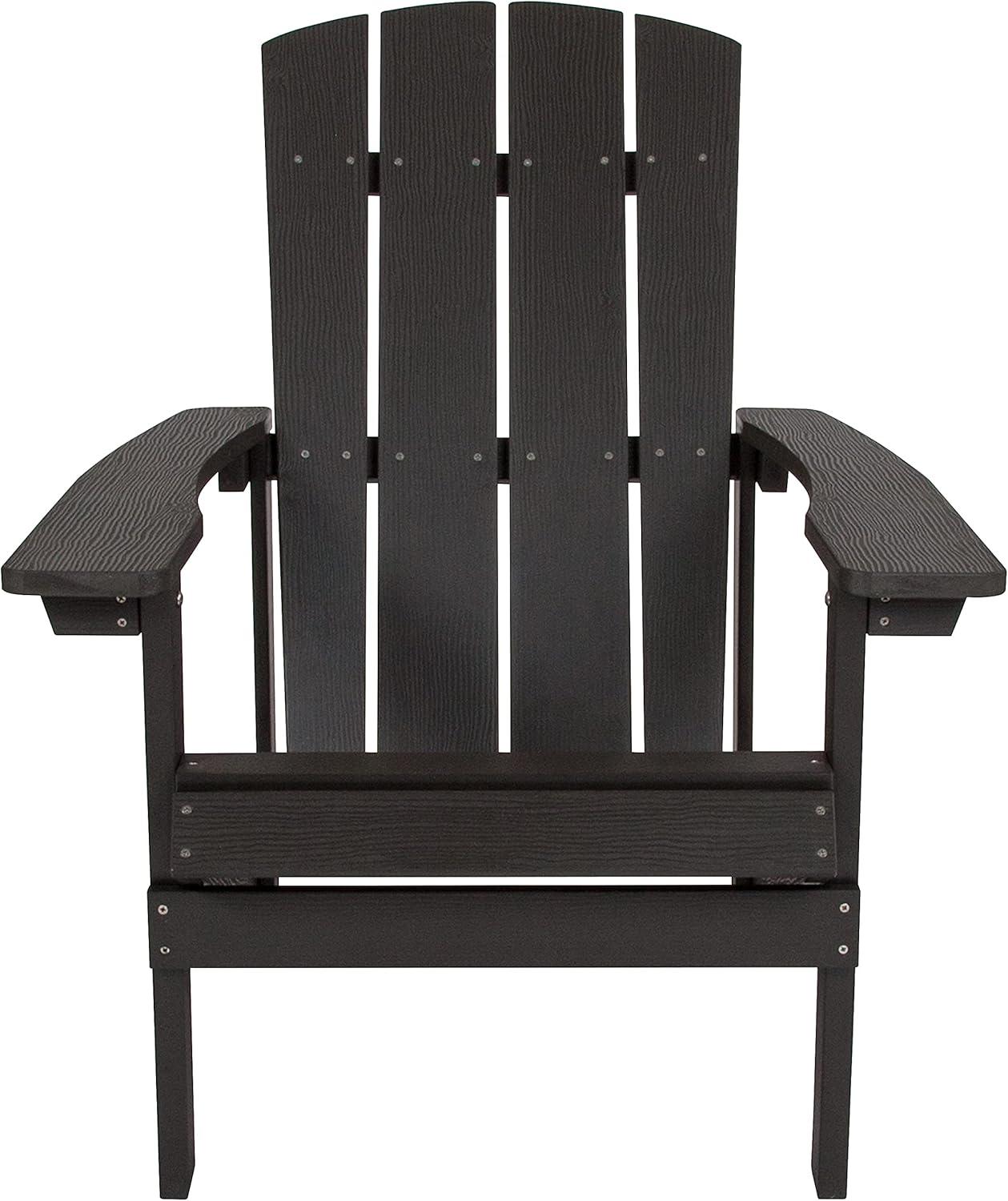 Flash Furniture Charlestown All-Weather Poly Resin Wood Adirondack Chair in Slate Gray