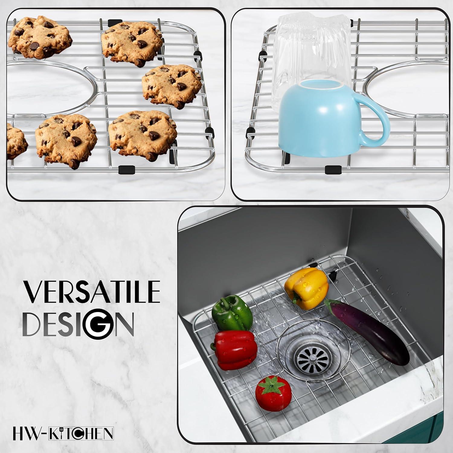 24" x 12" Sink Protector for Kitchen Sink - Stainless Steel Kitchen Sink Rack for Bottom for Sink - Sink Mat - Sink Drying Rack - Kitchen sink protector - Farm Sink Rack for Bottom of Sink