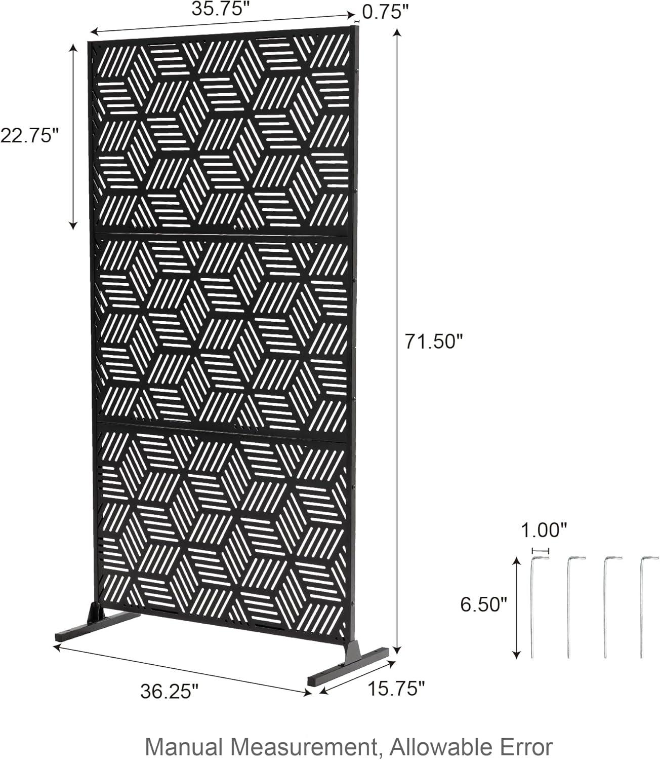 Glitzhome Geometric Privacy Screen Fence Panel Room Divider with Riser Feet