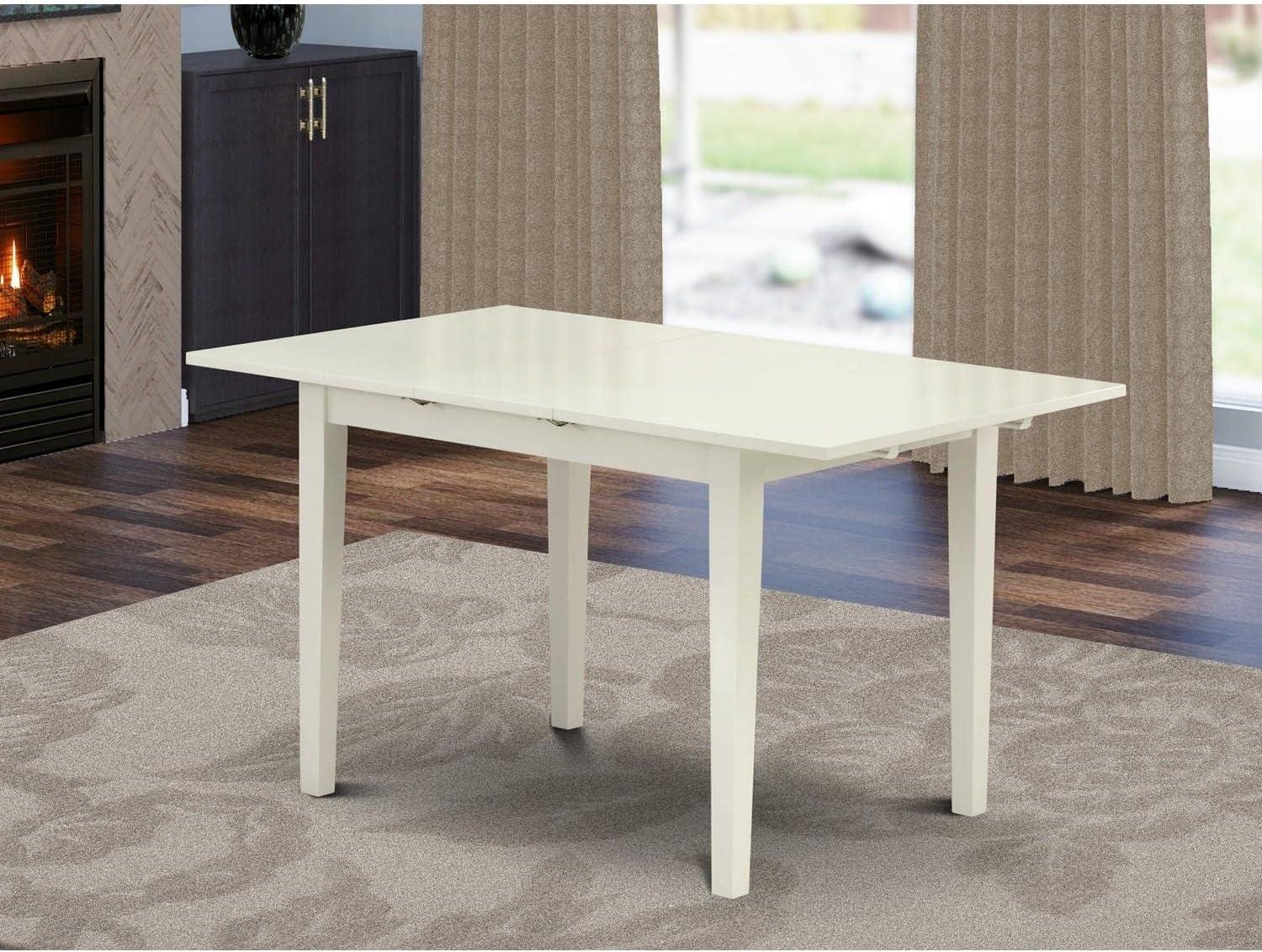 Linen White Extendable Wood Dining Table