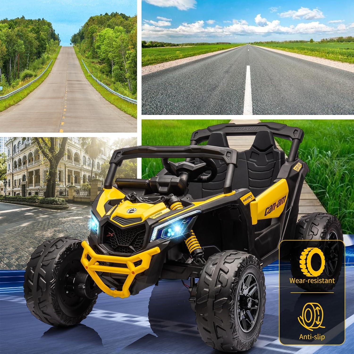 12V Ride on UTV Car, Licensed Can-Am Electric Off-Road UTV Car, Kids Truck Remote Control, Large Seat, Ride on Toy for Kids