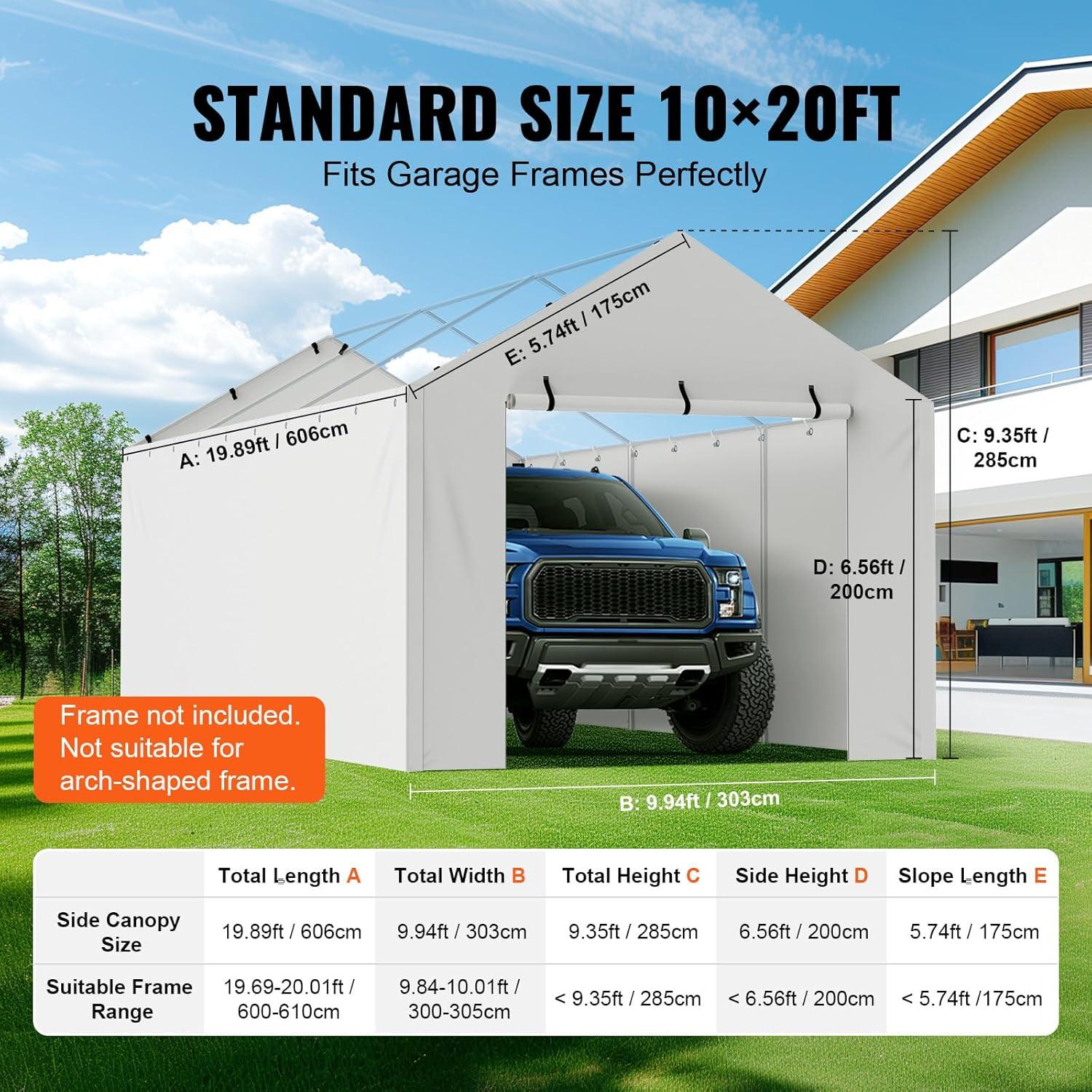 VEVOR 10 Ft. W x 20 Ft. D Garage