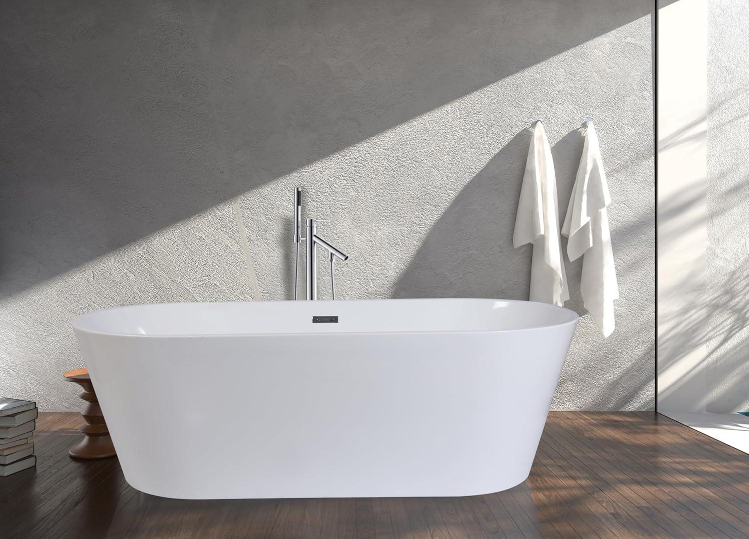 Kingston Brass Aqua Eden 71-Inch Acrylic Oval Double Ended Freestanding Tub with Drain