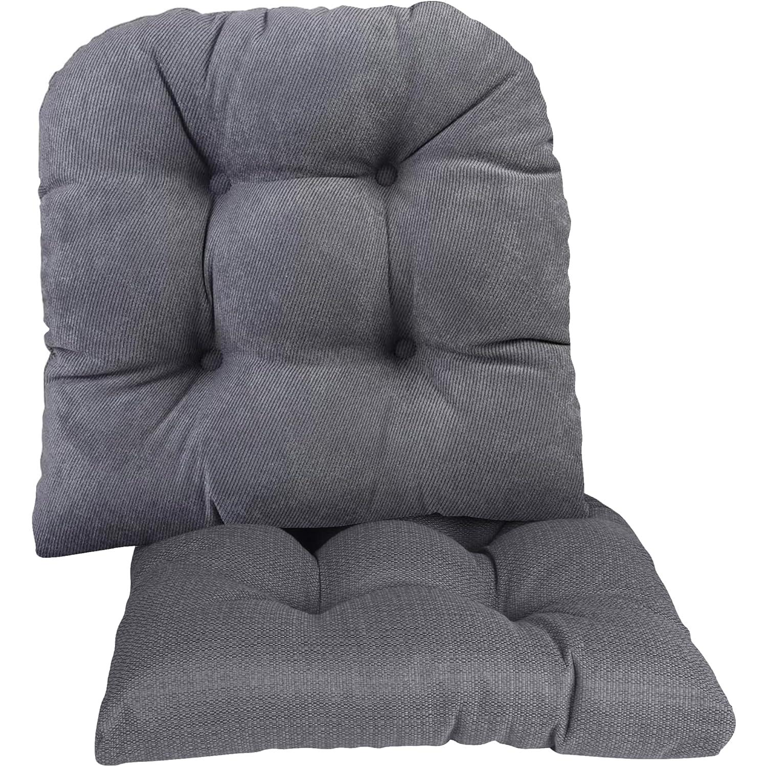 Klear Vu Gripper Overstuffed Universal Non-Slip Dining Chair Cushions for Kitchen Decor or Office Use, U-Shaped Skid-Proof Seat Pad, 15x15 Inches, 2 Count (Pack of 1), Linear Bluestone