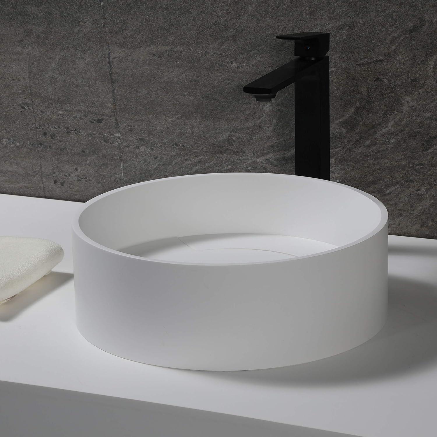 Alfi Brand 15.13'' Matte White Resin Circular Bathroom Sink