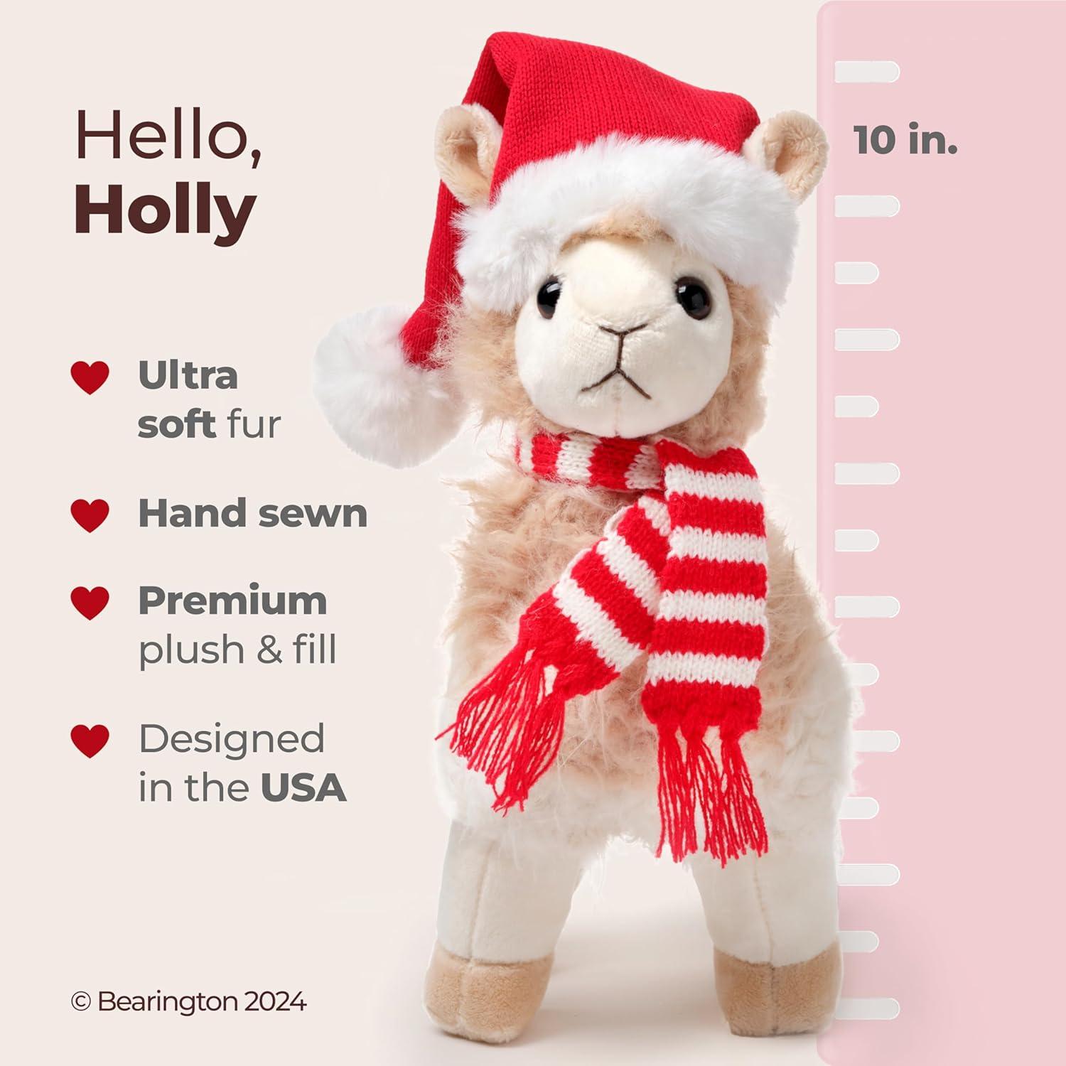 Bearington Holly The Holiday Llama Christmas Plush, 10 Inch Llama Stuffed Animal, Christmas Llama Gift for Toddlers, Kids & Teens