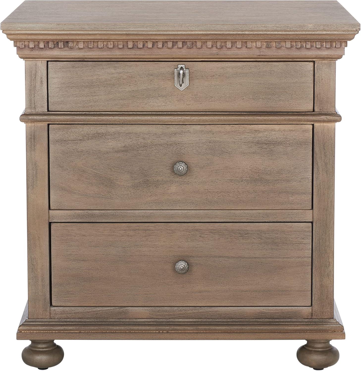 SAFAVIEH Couture Home Collection Allisyn Light Brown 3-Drawer Wood Nightstand Table (Fully Assembled)