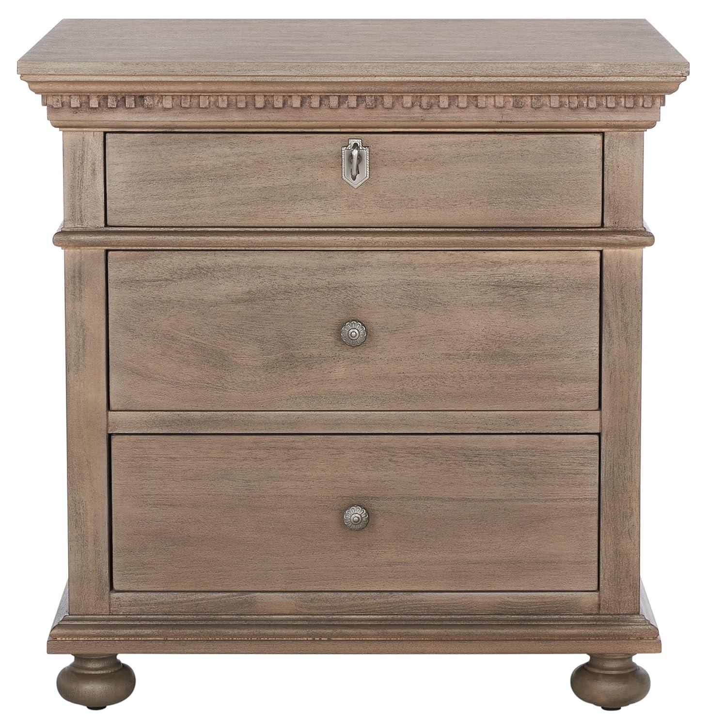 SAFAVIEH Couture Home Collection Allisyn Light Brown 3-Drawer Wood Nightstand Table (Fully Assembled)