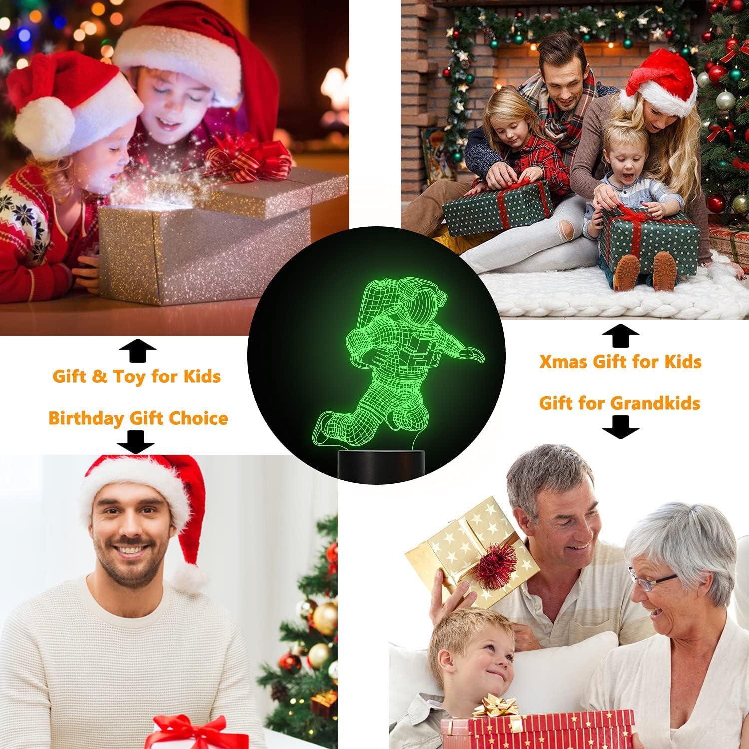 YSTIAN Spaceman 3D Night Light, Astronaut Rocket Optical Illusion Lamp Home Decor Bedroom Light with Remote Control 16 Colors Changing Xmas Birthday Gift for Outer Space Fan