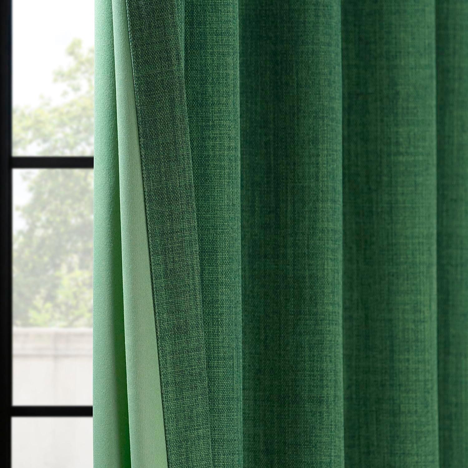 HPD Half Price Drapes Key Green Faux Linen Room Darkening Curtains for Bedroom & Living Room Curtains (1 Panel), Door & Window Curtains 84 inches long, Rod Pocket Curtains & Drapes, 50W X 84L