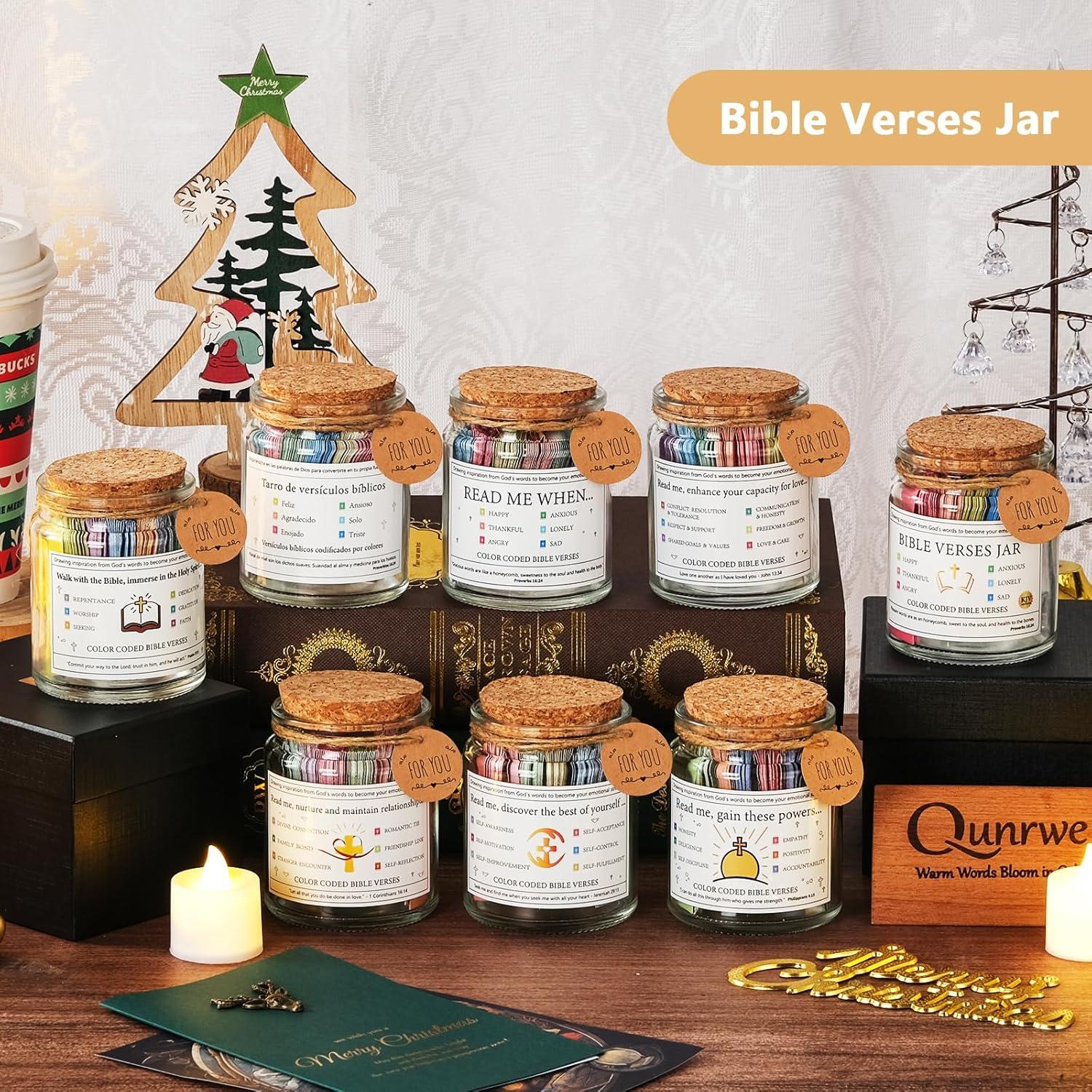 Bible Verse Jar,Bible Prayer Scripture Cards Jar-Christian Gifts For Women Men Teen Friends,Birthday Gifts For Women Grandma Mom Sister,Church Religious God Spiritual Growth & Interpersonal Connection