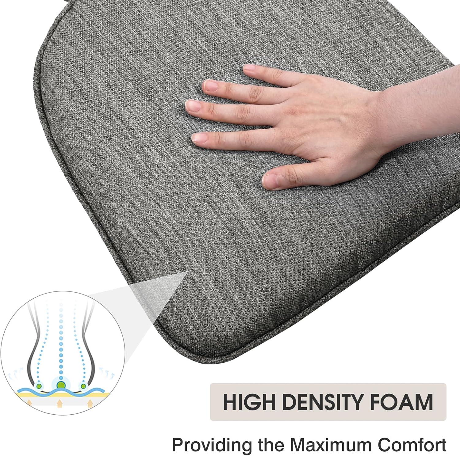 Shinnwa Chair Cushions Set of 4 Seat Cushions Soft Velvet Non Slip Chair Pads for Kitchen Dining Chairs 15 x 16 inch, Gray