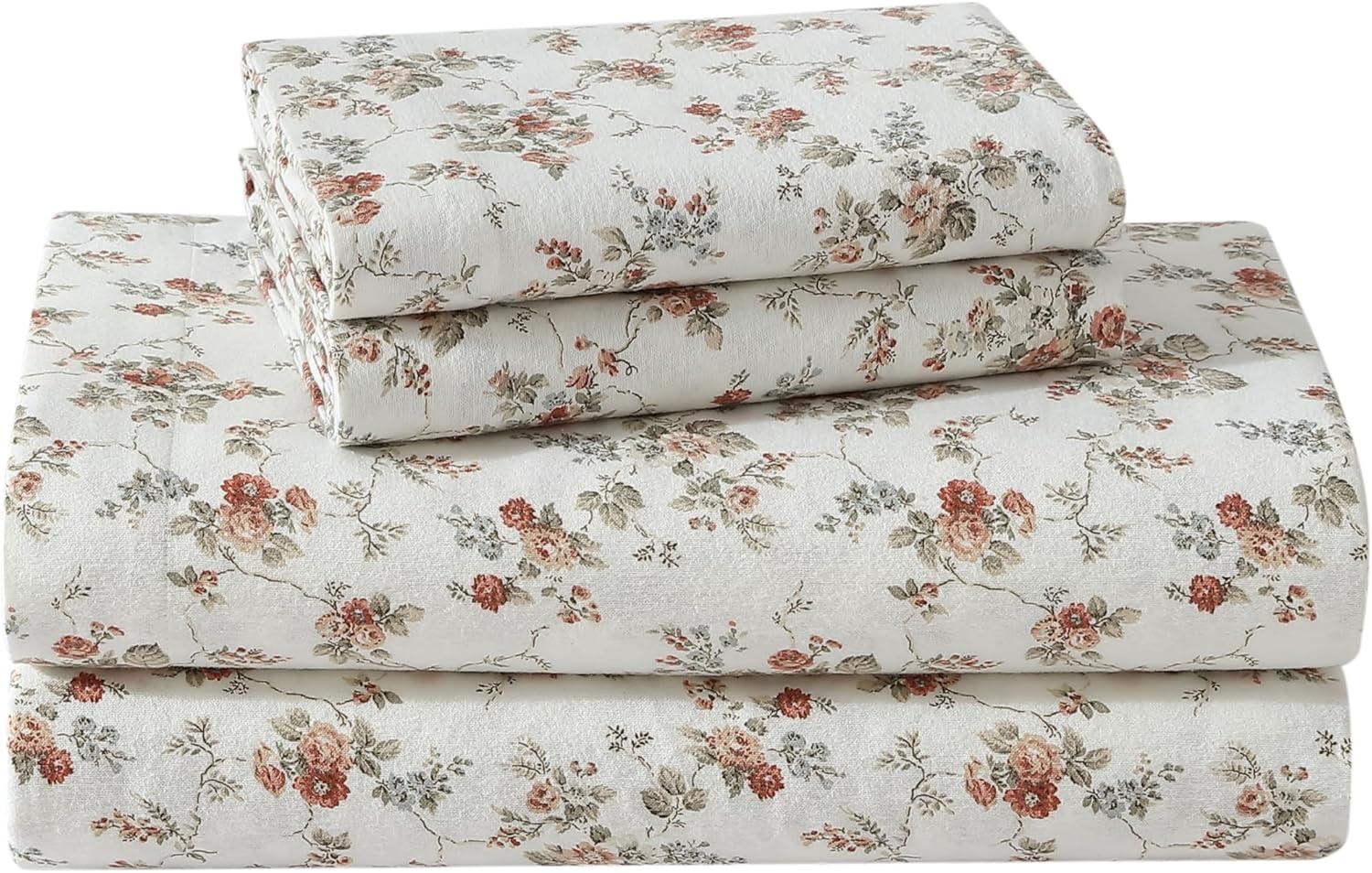 Laura Ashley Le Fleur Orange Queen Sheet Set