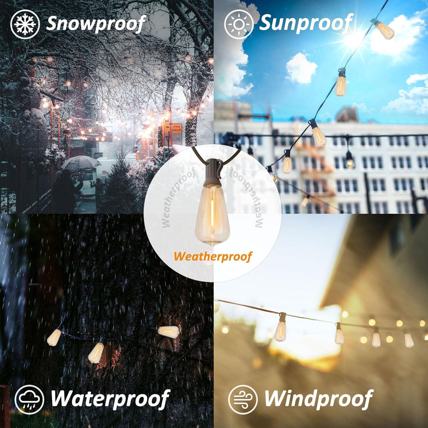 300FT Brown LED Outdoor String Lights with Shatterproof Bulbs