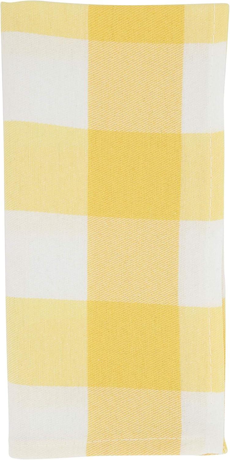 Yellow and White Buffalo Plaid Cotton Blend Table Napkins Set of 4