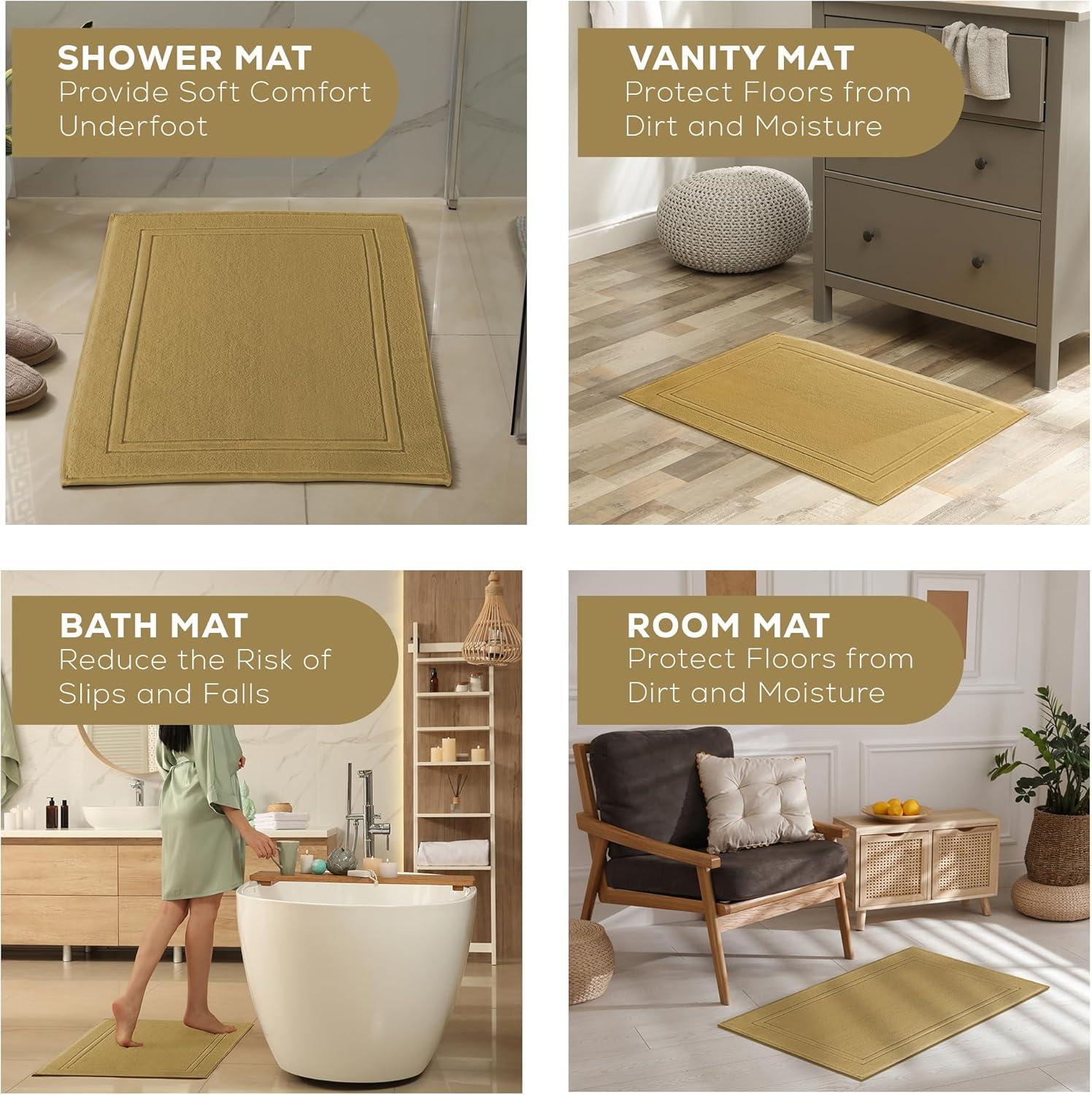 Taupe Cotton Super Soft Absorbent Bath Mat Set