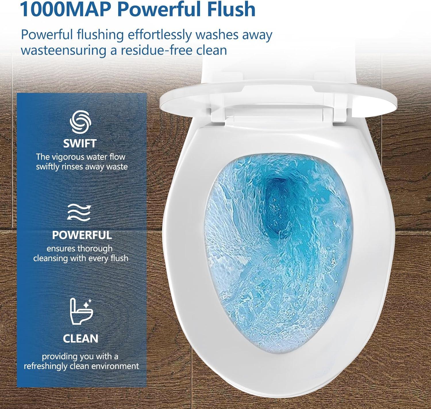 21-inch Height Extra Tall Toilet for Bathrooms, Elongated Toilet Seat, SUPERFLO