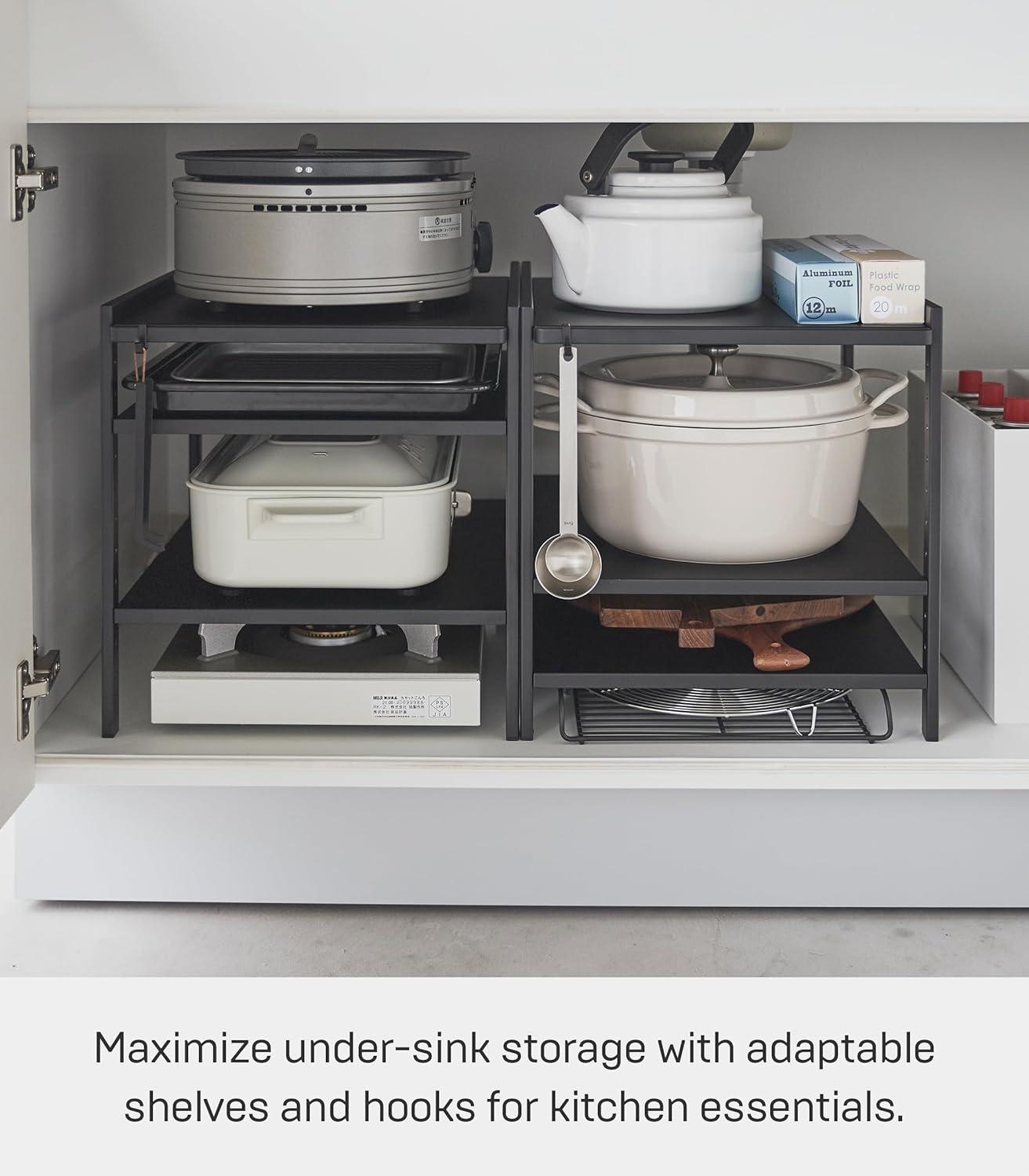 Yamazaki Home Yamazaki Home Three-Tier Cabinet Storage Rack, Steel, Adjustable