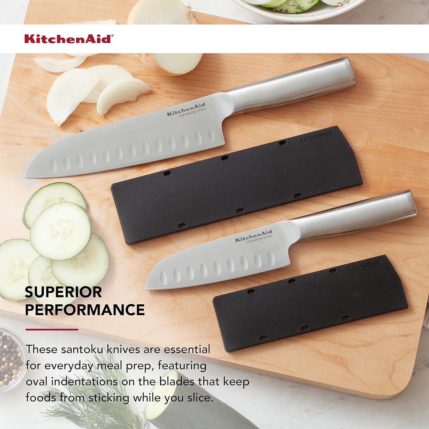 KitchenAid 2-Piece Stainless Steel Santoku Knife Set with Blade Covers