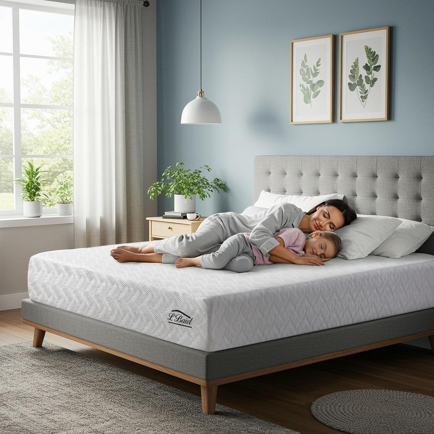 L’Baiet 12” Gel Memory Foam Mattress, Full Size / Bed in a Box / Medium Firm / Breathable Cooling-Gel Comfort Technology / Pressure Relief / Comfy Support / Soft Fabric Cover / CertiPUR-US Certified
