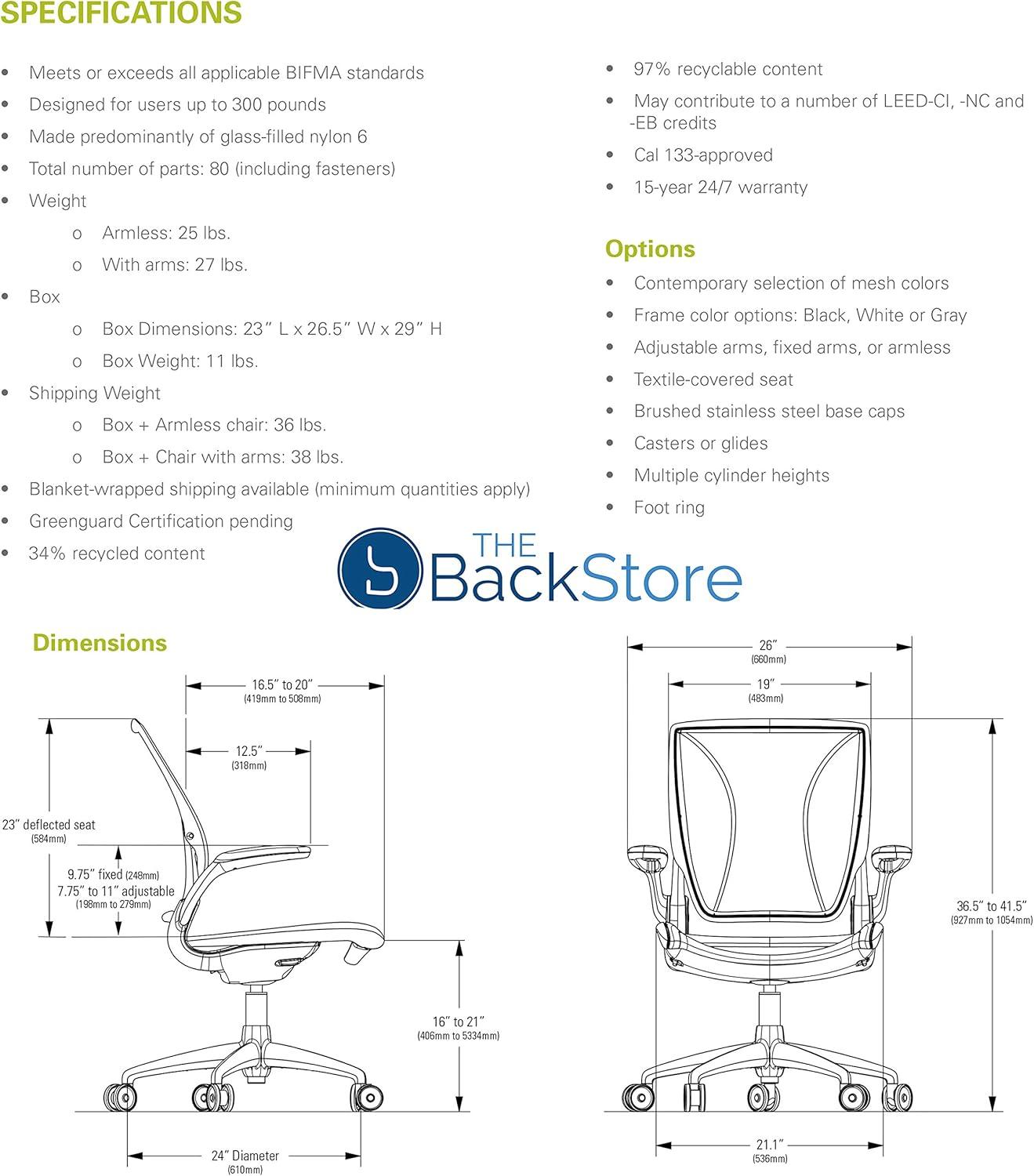 Humanscale Diffirient World Chair Material: Pinstripe Black Back