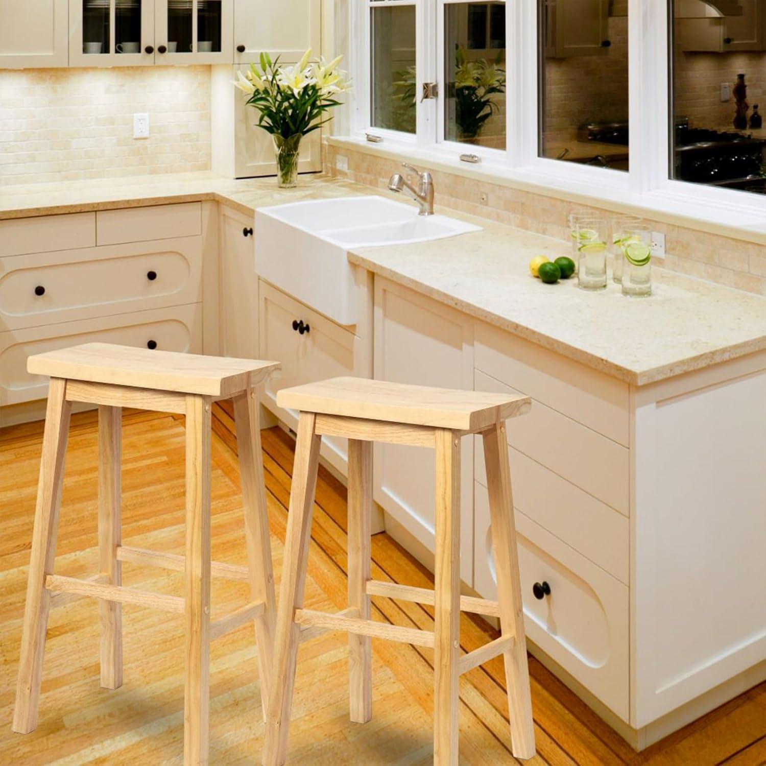 PJ Wood Solid Wood Accent Stool