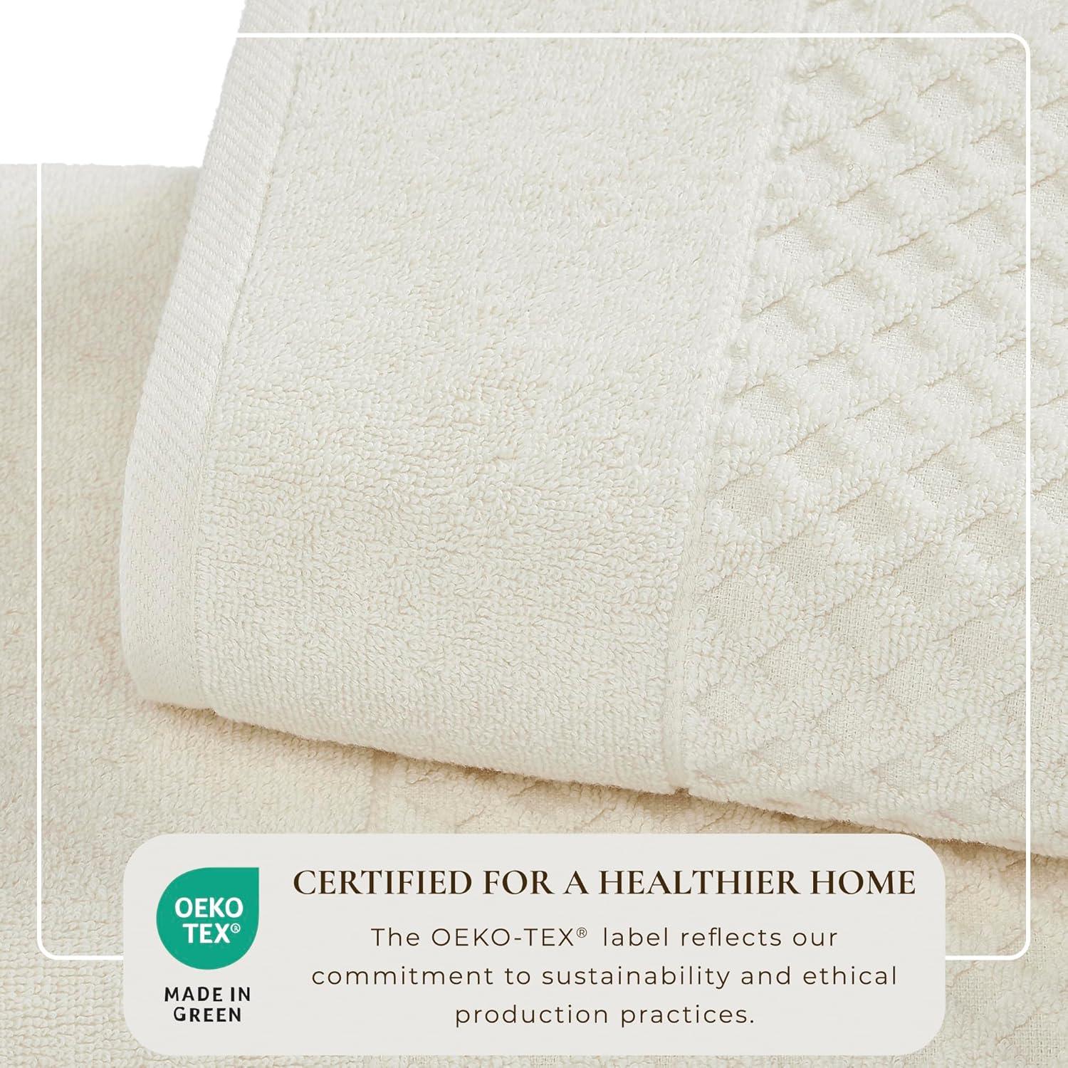 Cotton Quick-Dry Textured Towels - Great Bay Home (4 Pack Bath Towels, Ivory)
