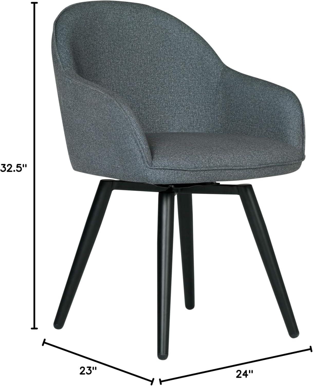 Charcoal Gray Metal Swivel Armchair with Upholstered Seat