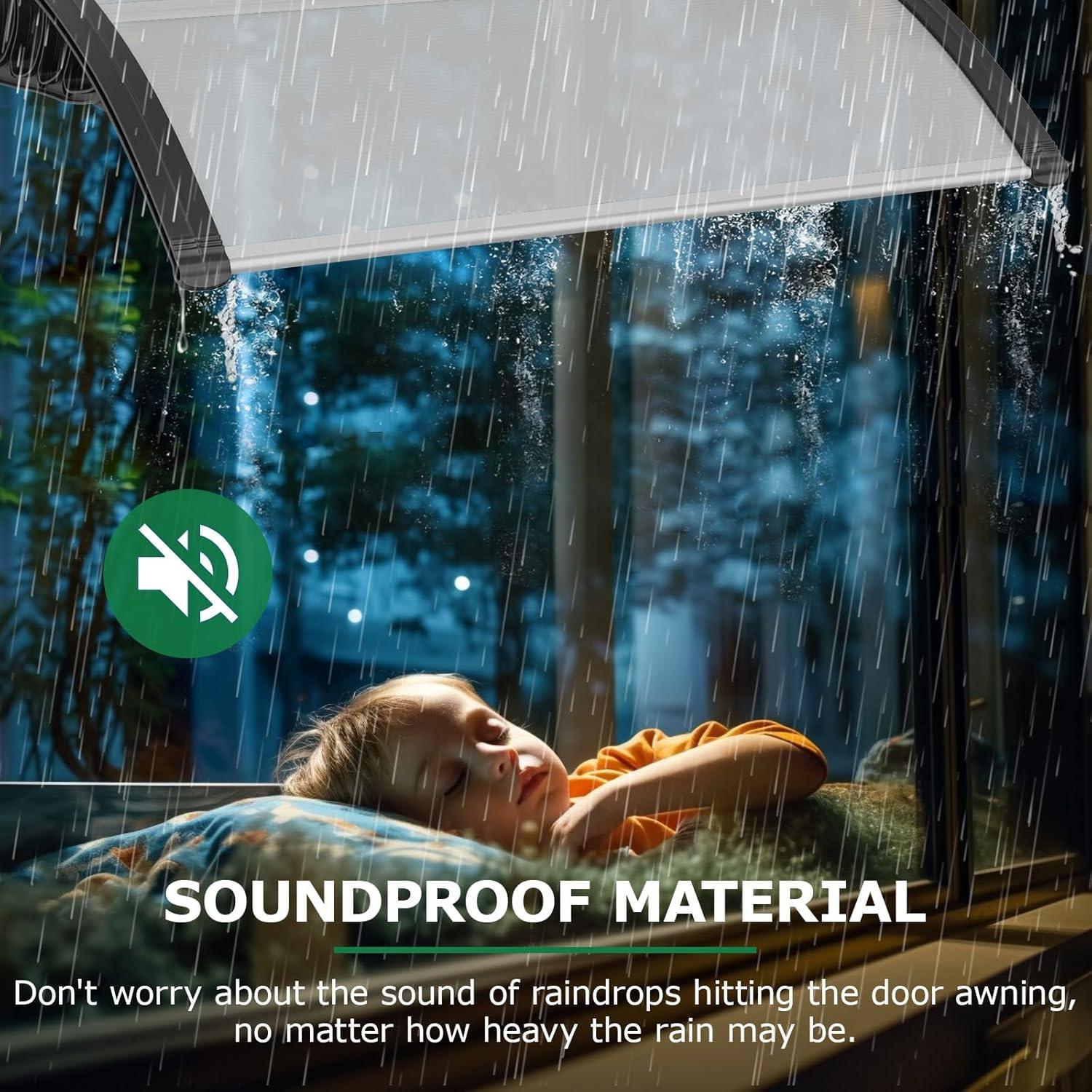 40" x 32" Door Window Awning Exterior, Polycarbonate Cover Entry Door Outdoor Patio Awning Canopy, Front Door Overhang Awning for Sun Shutter, UV, Rain and Snow Protection, Hollow Sheet (Clear Board)