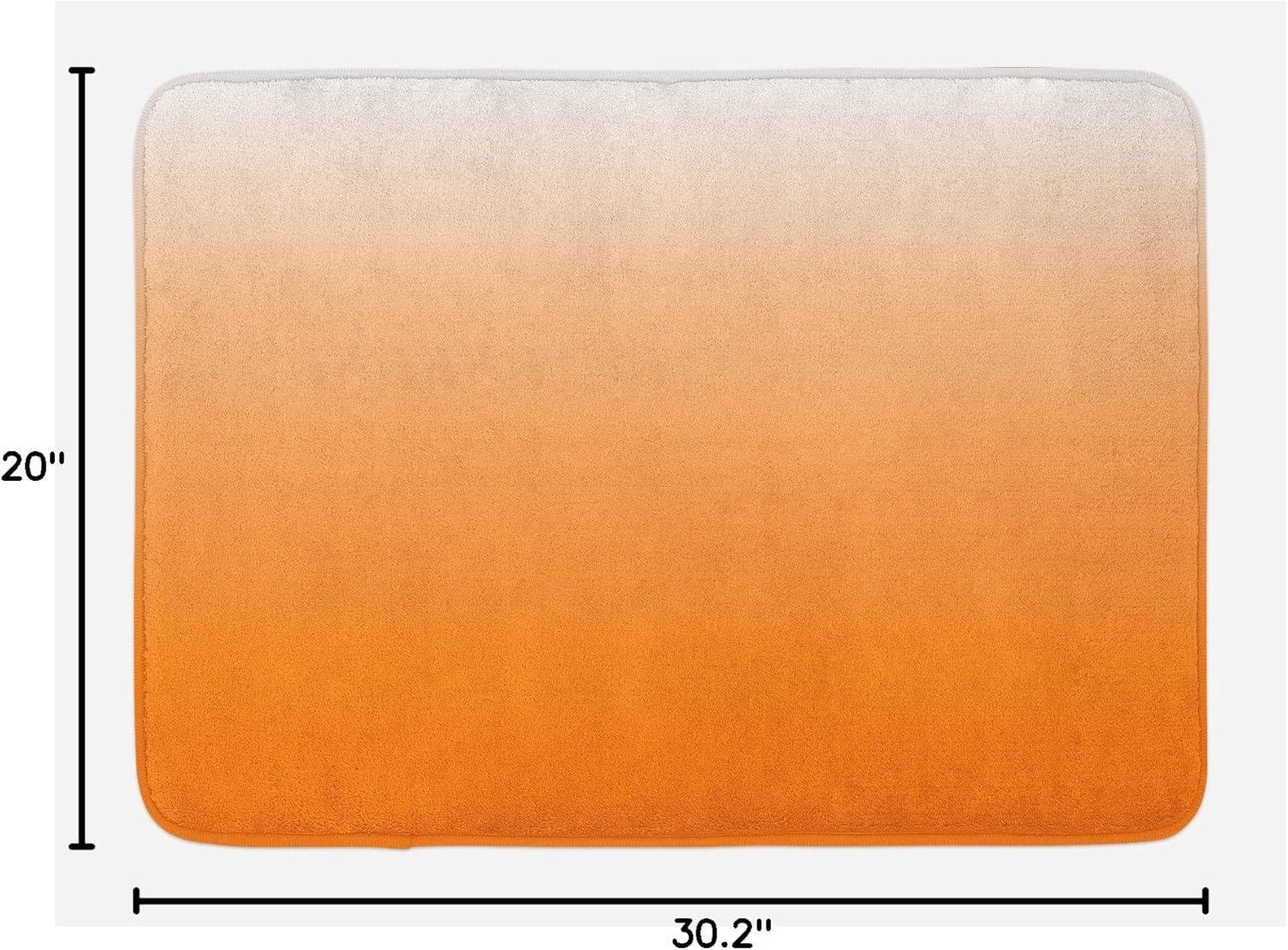 Sunset Ombre Orange and White Plush Bath Mat