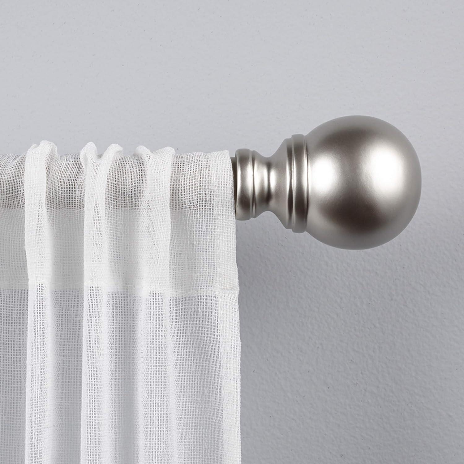 120"x66" Adjustable Sphere Curtain Rod & Finial Set Matte Bronze: 120 Inch, Iron, Single Rod, Exclusive Home