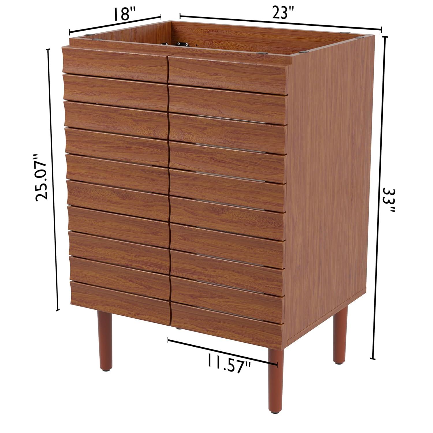 Aubert 24" Slat Modern Farmhouse 2-Shelf Bath Vanity Cabinet Only (Sink Basin not Included)