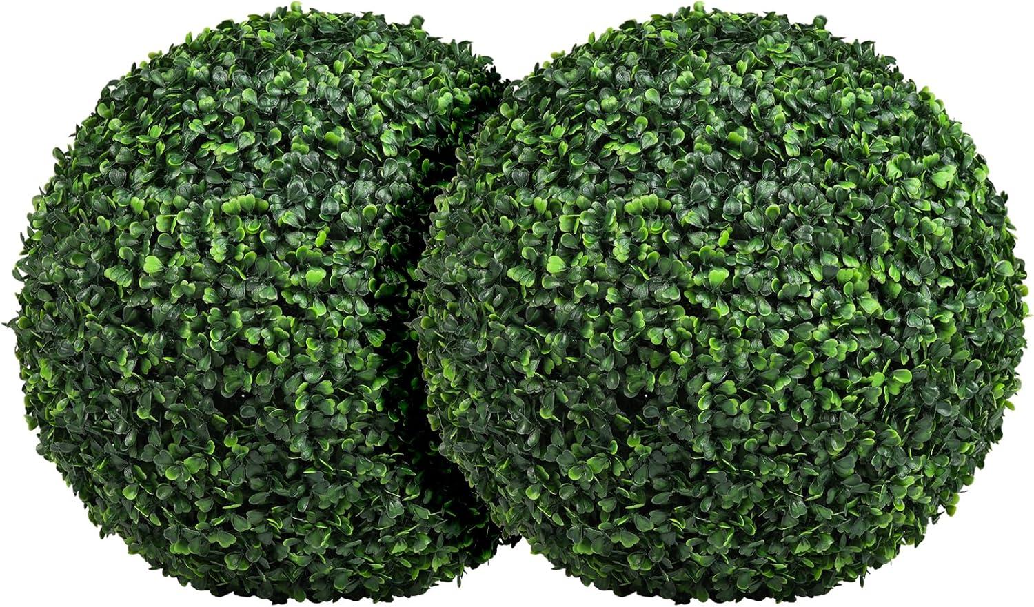 16in Artificial Boxwood Topiary Set of 2, Realistic Faux Plants Decoration for Backyard Balcony Garden Wedding Home Decor, No Maintenance, 2 PCS Decorative Topiary