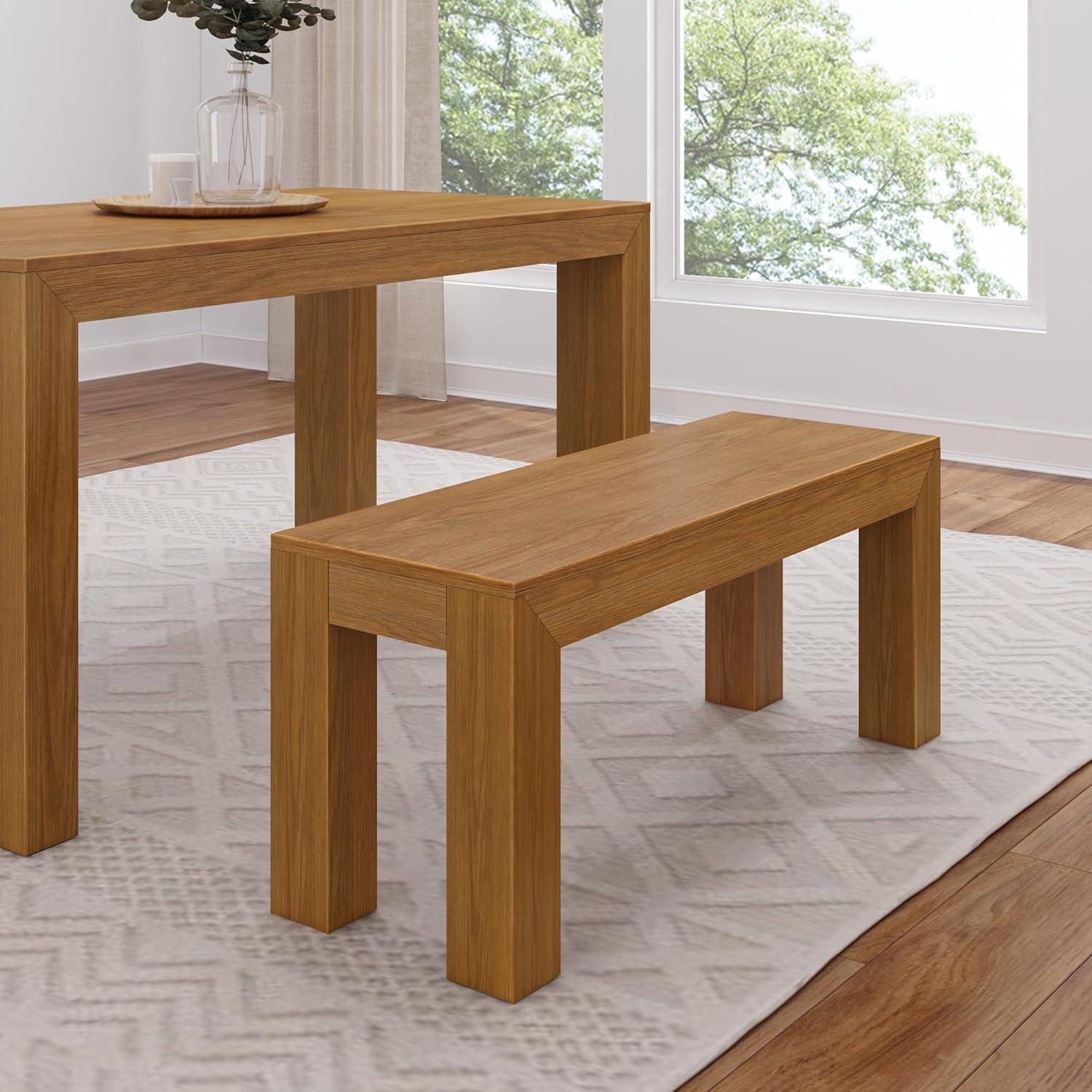 Plank+Beam 60" Modern Wood Dining Bench, Solid Wood Bench for Dining Table