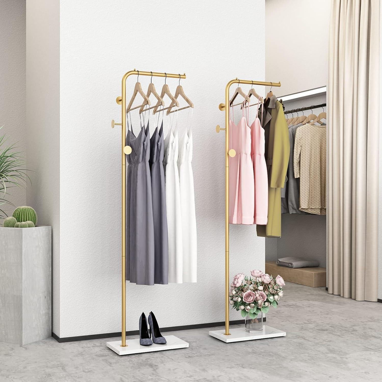 Clothing Rack, Clothes Rack with Shelf, Freestanding Coat Rack,Coat Hanger Stand with Hooks for Home