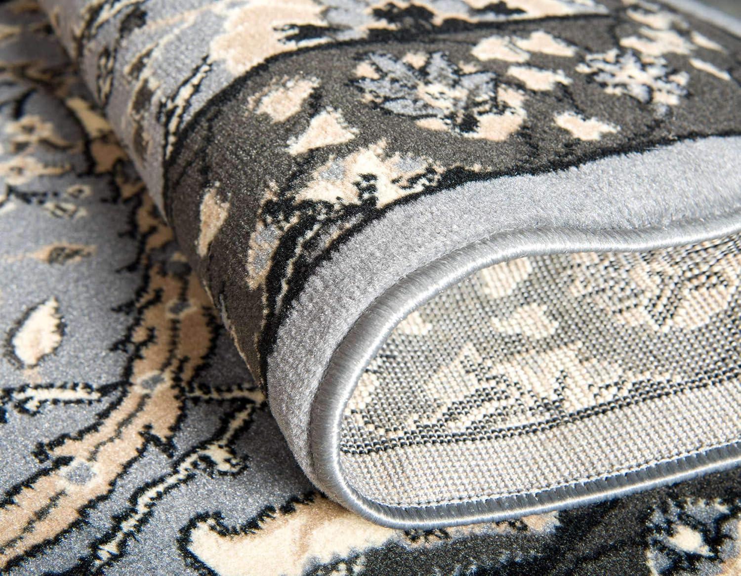 Unique Loom 4' 1 x 6' 1 Dark Gray Espahan Cape Cod Area Rug