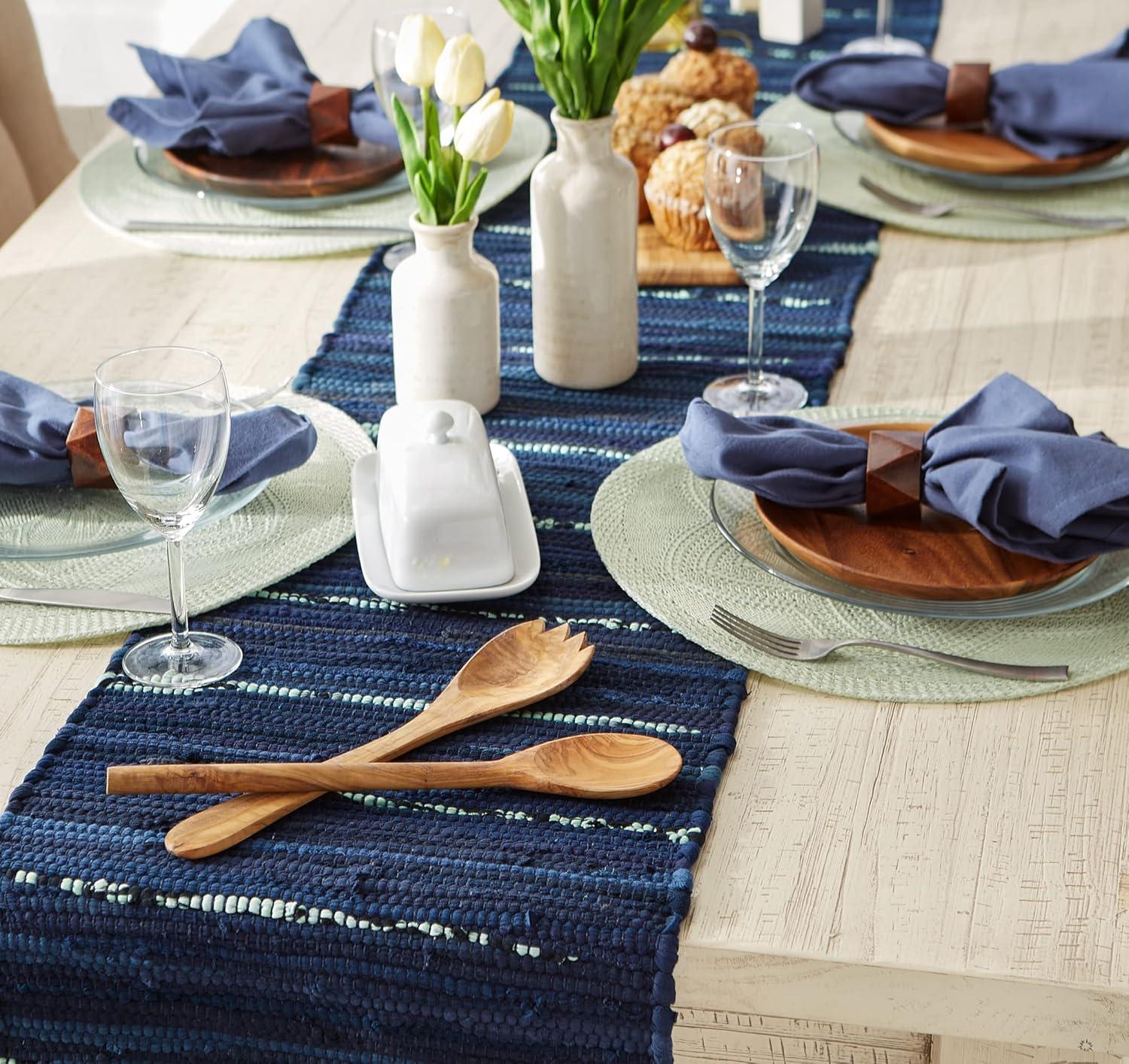 DII Multi Nautical Blue Chindi Rag Table Runner, 72 x 14", 100% Cotton