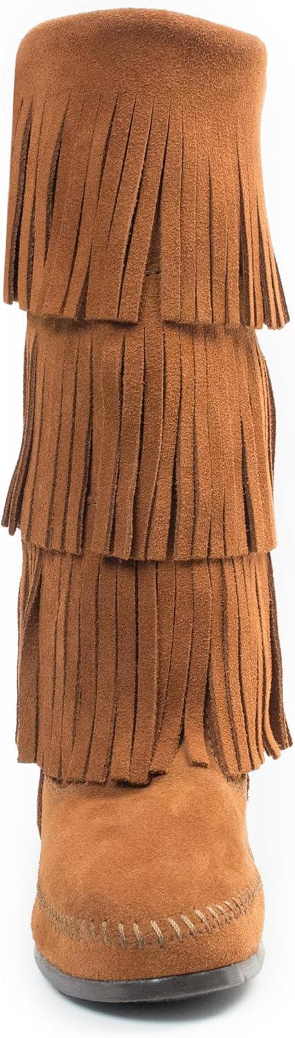 Bohemian Chic Brown Genuine Suede Mid-Calf Women's Boots