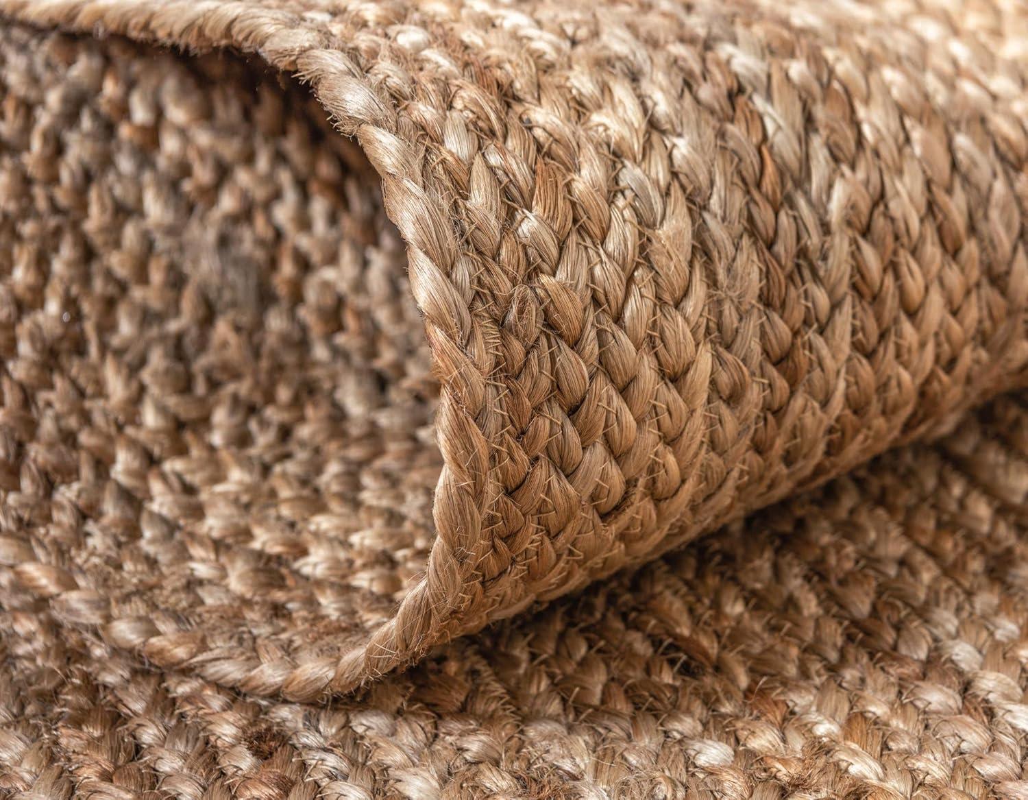 Unique Loom 4'x4' Braided Jute Dhaka Natural Indoor Area Rug