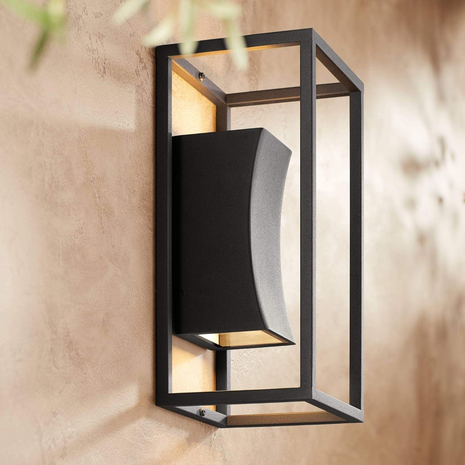 Textured Black LED Outdoor Wall Light with Sanded Glass Diffuser