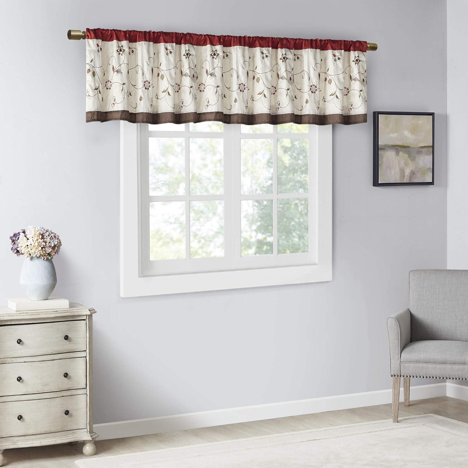Madison Park Serene Floral Embroidered 50'' W Single Window Valance