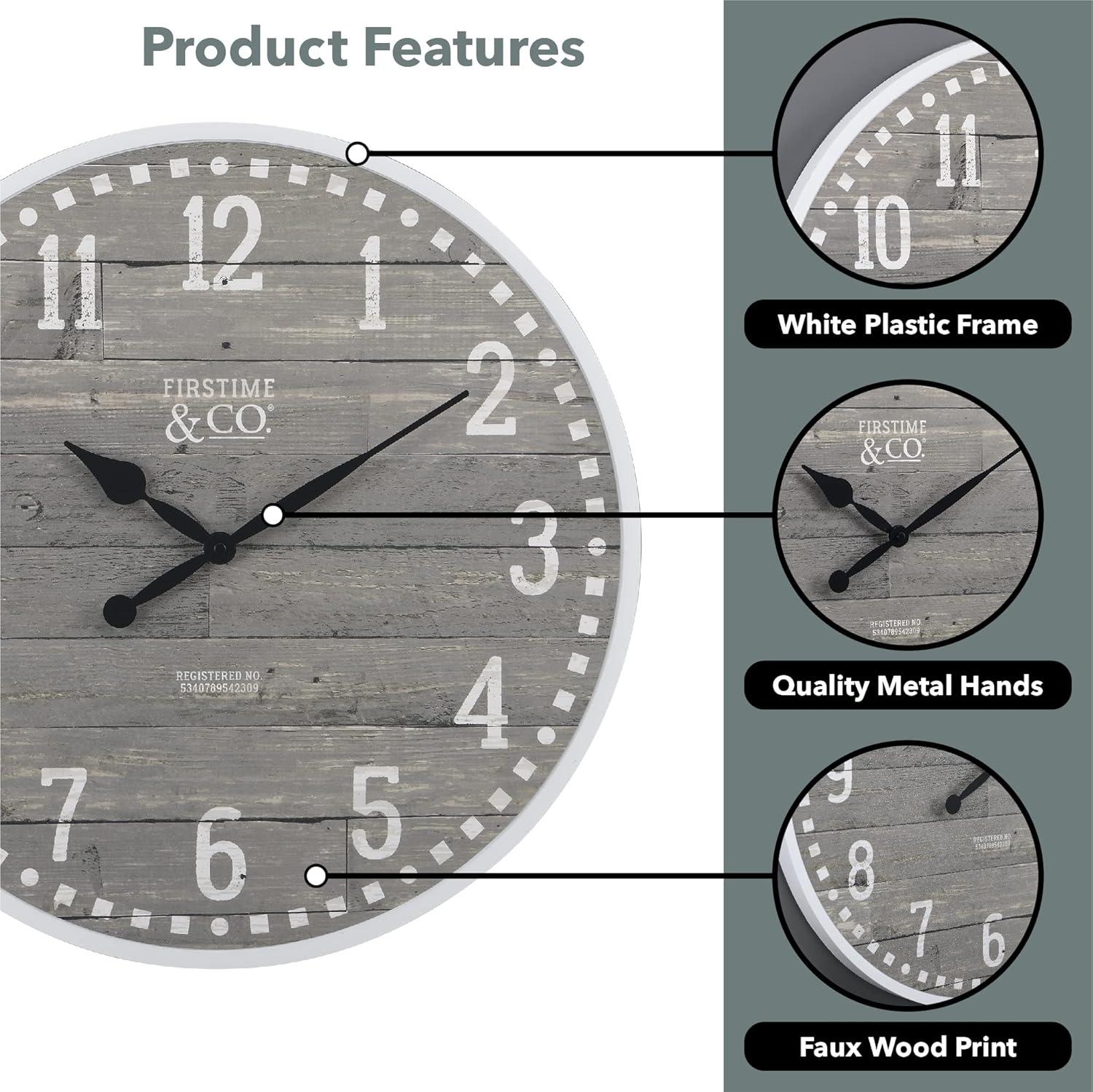 FirsTime & Co. Gray Arlo Wall Clock, Farmhouse, Analog, 20 x 2 x 20 in