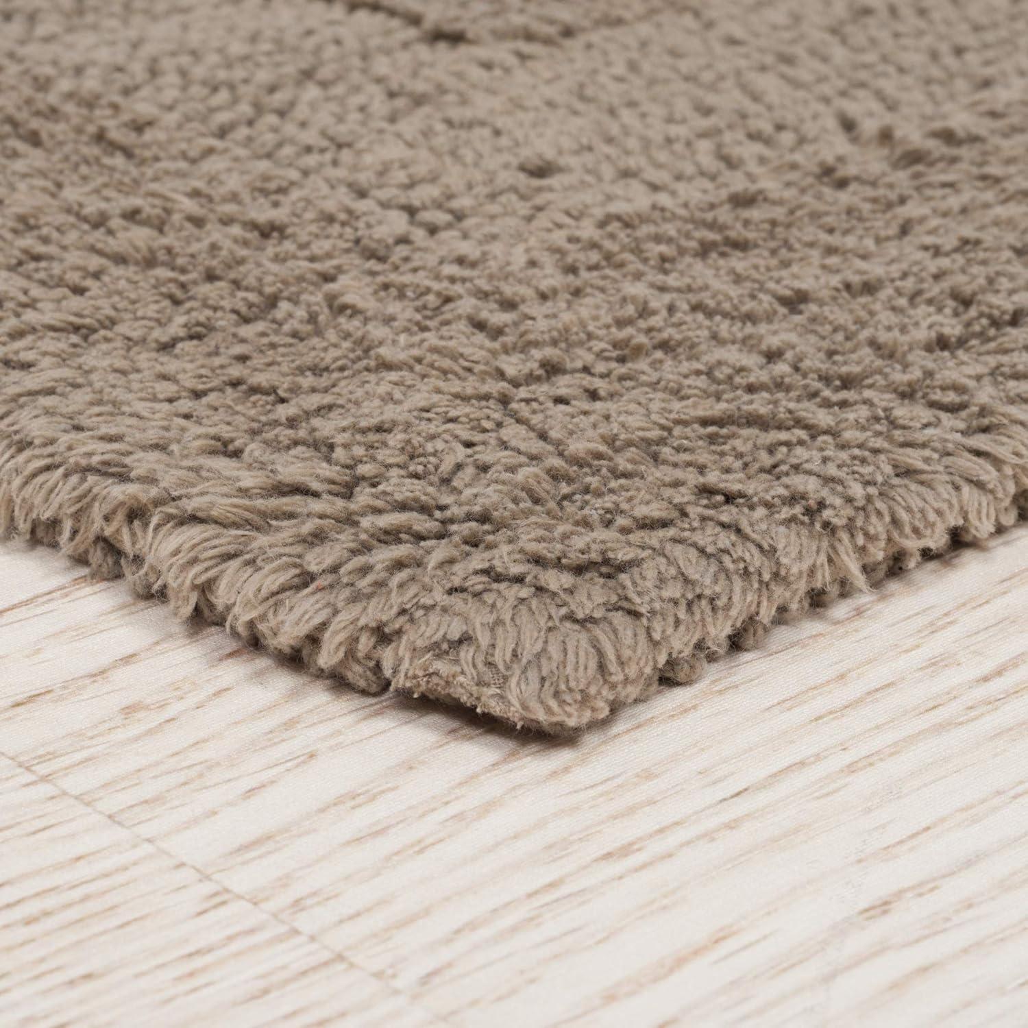 Taupe Cotton 2-Piece Machine Washable Bath Rug Set