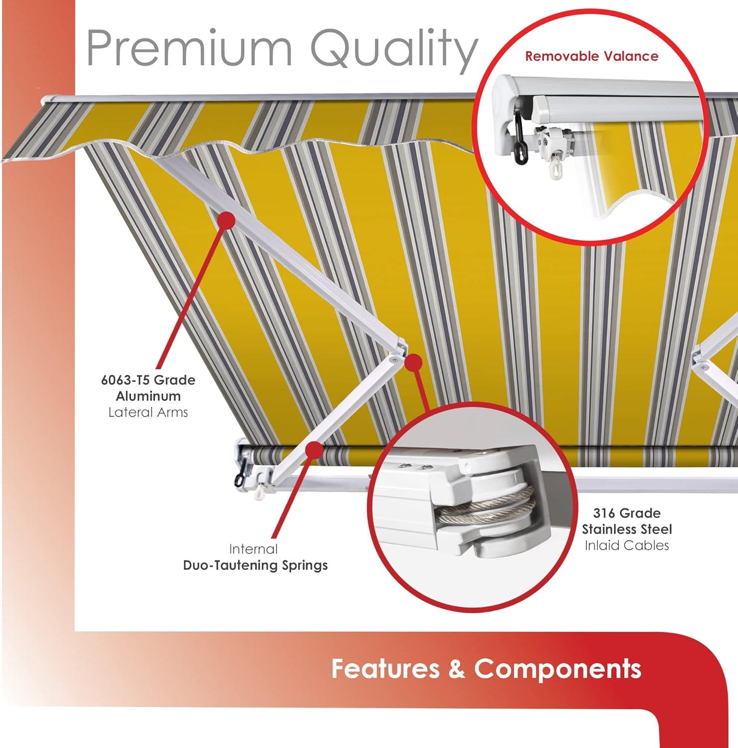 Advaning 10.5'' Fabric, Metal Cover Retractable Patio Awning