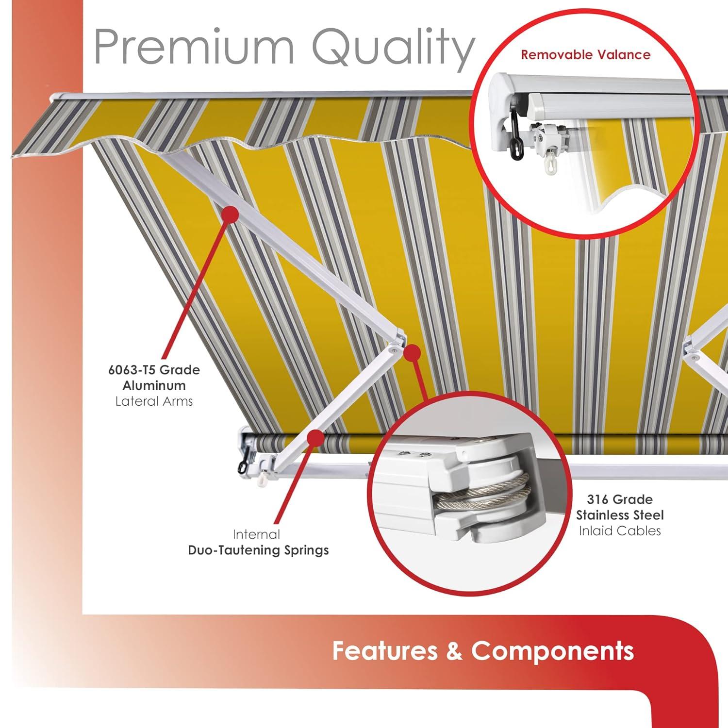 Advaning 10.5'' Fabric, Metal Cover Retractable Patio Awning
