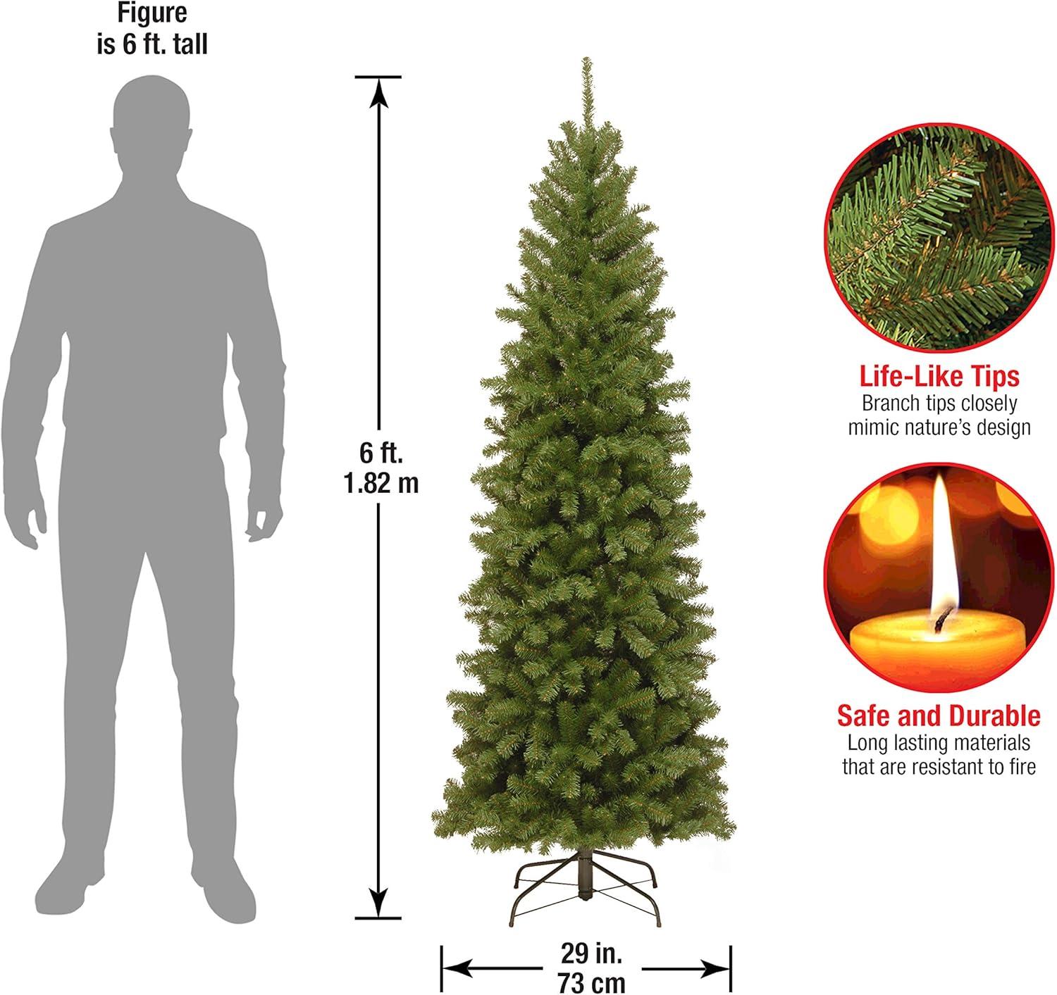 National Tree Company Artificial Slim Christmas Tree, Green, North Valley Spruce, Includes Stand, 6 Feet