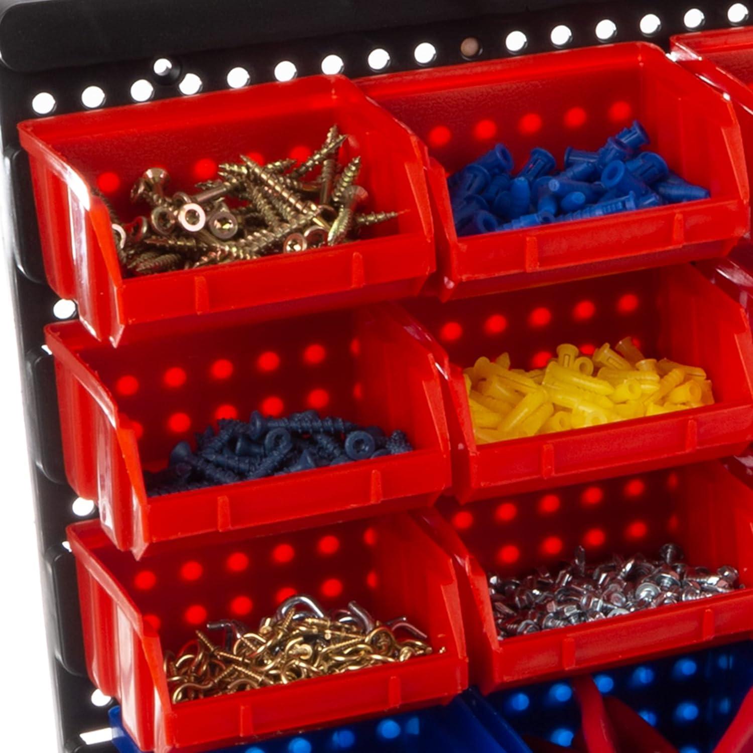 Stalwart Wall-Mounted Garage Storage Bins for Garage Organization, Craft Supply Storage, Tool Box Organizer