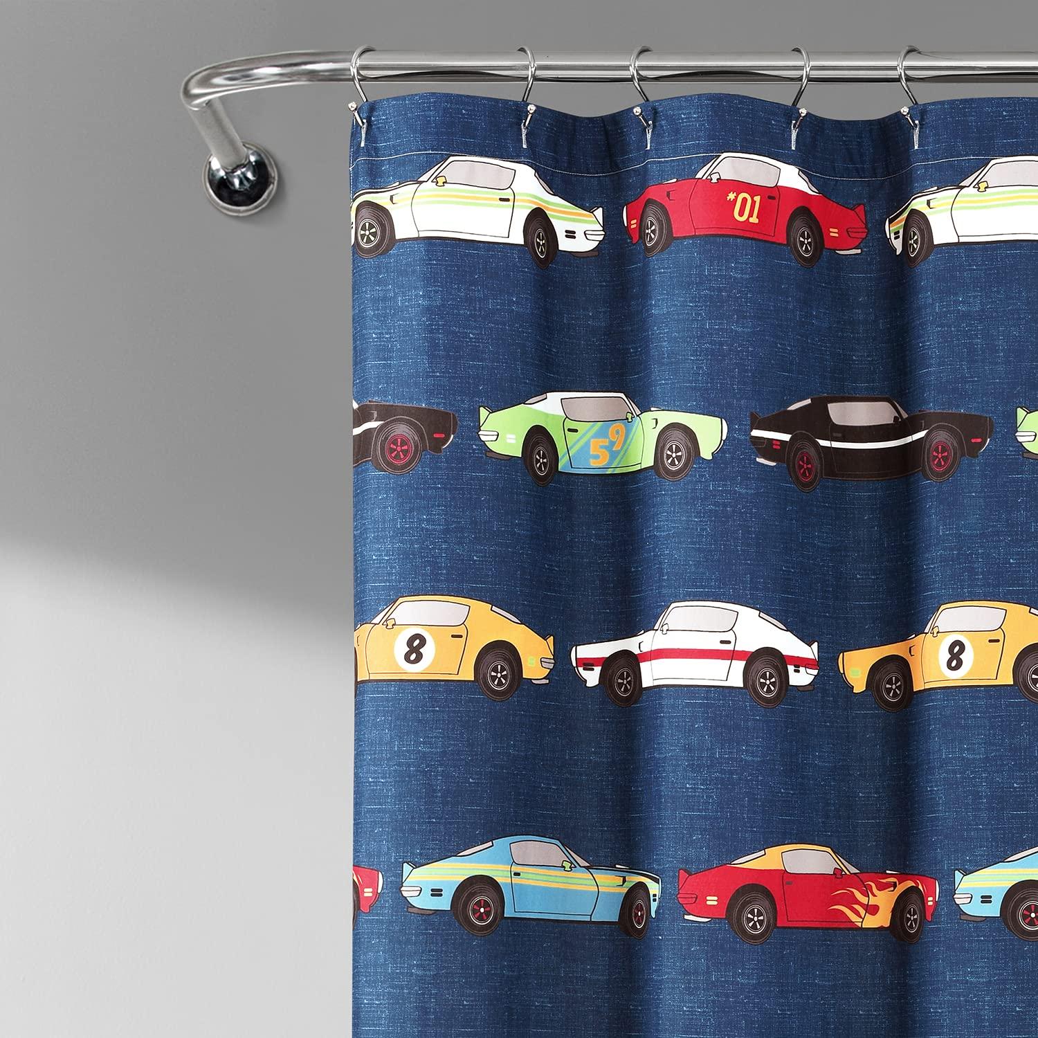 Lush Decor Race Cars Shower Curtain